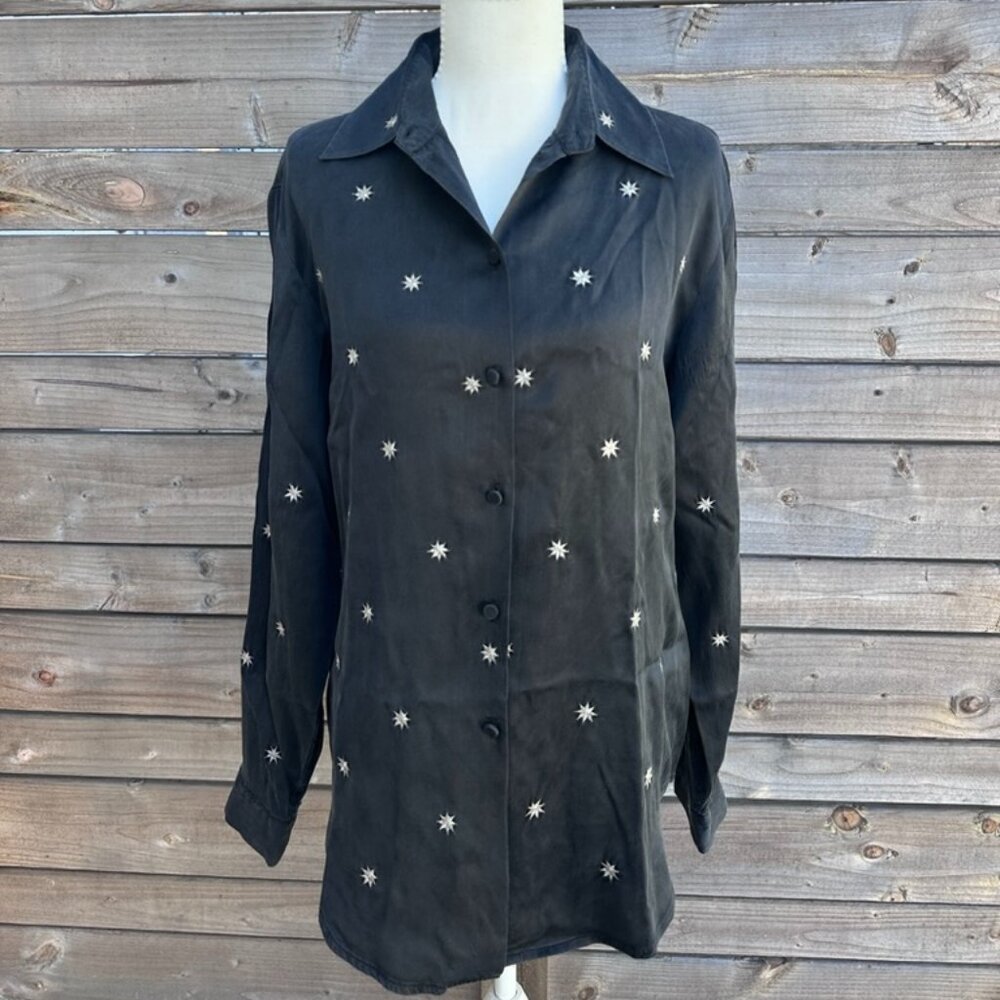 Vintage Ishyu Silk Embroidered Star Blouse - S/10 - Picture 4 of 8